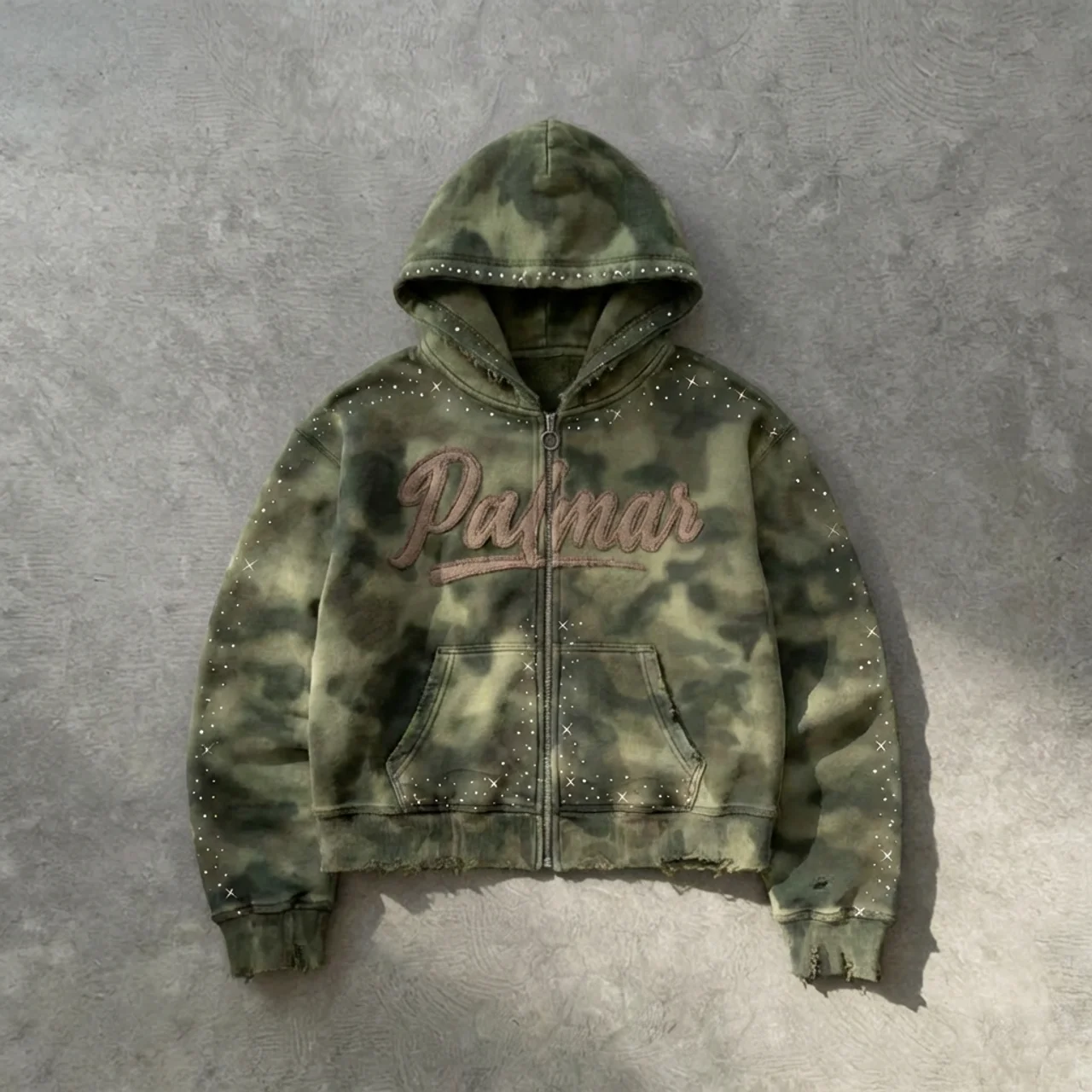 Shadow Fade Camo - Studded Zip Hoodie