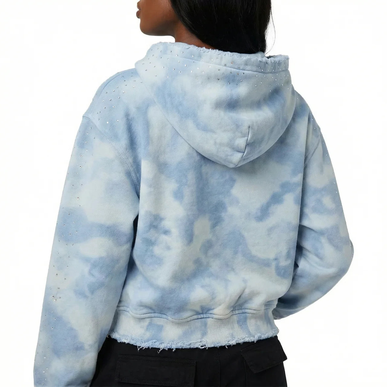 Sky Fade Script - Studded Zip Hoodie