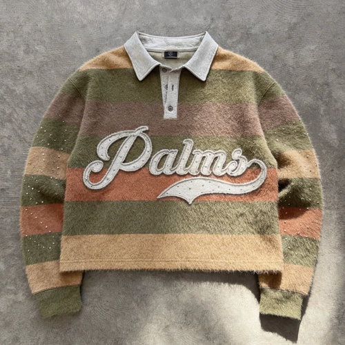 Palm Script Fleece - Premium Stripe Rugby Shirt