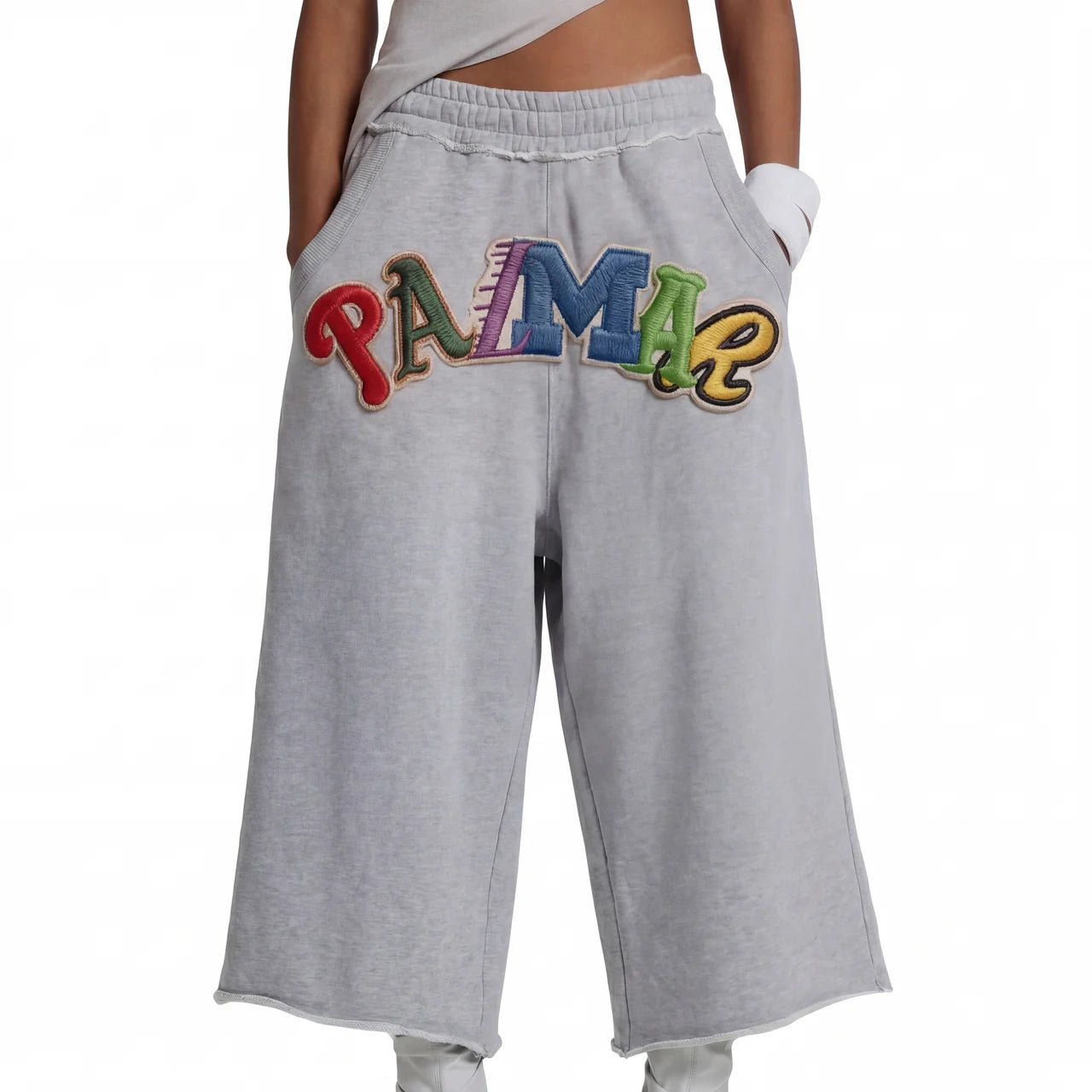 Palmar Multi Script - Embroidered Sweat Shorts