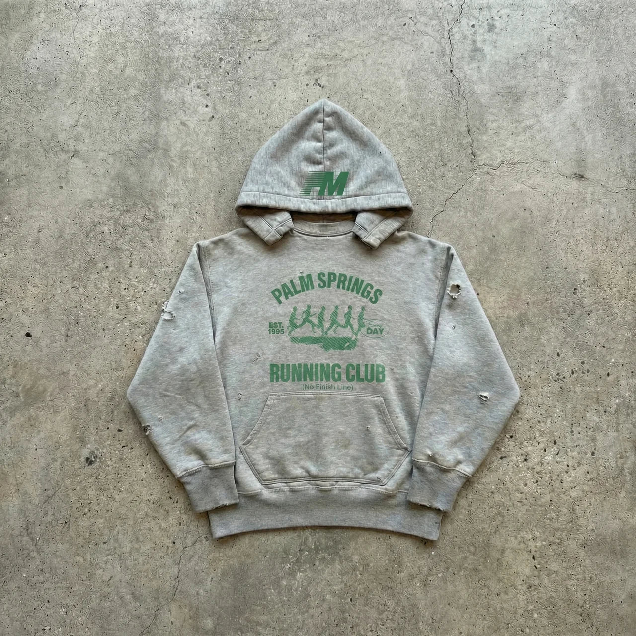 Running Club - Distressed Open Hoodie