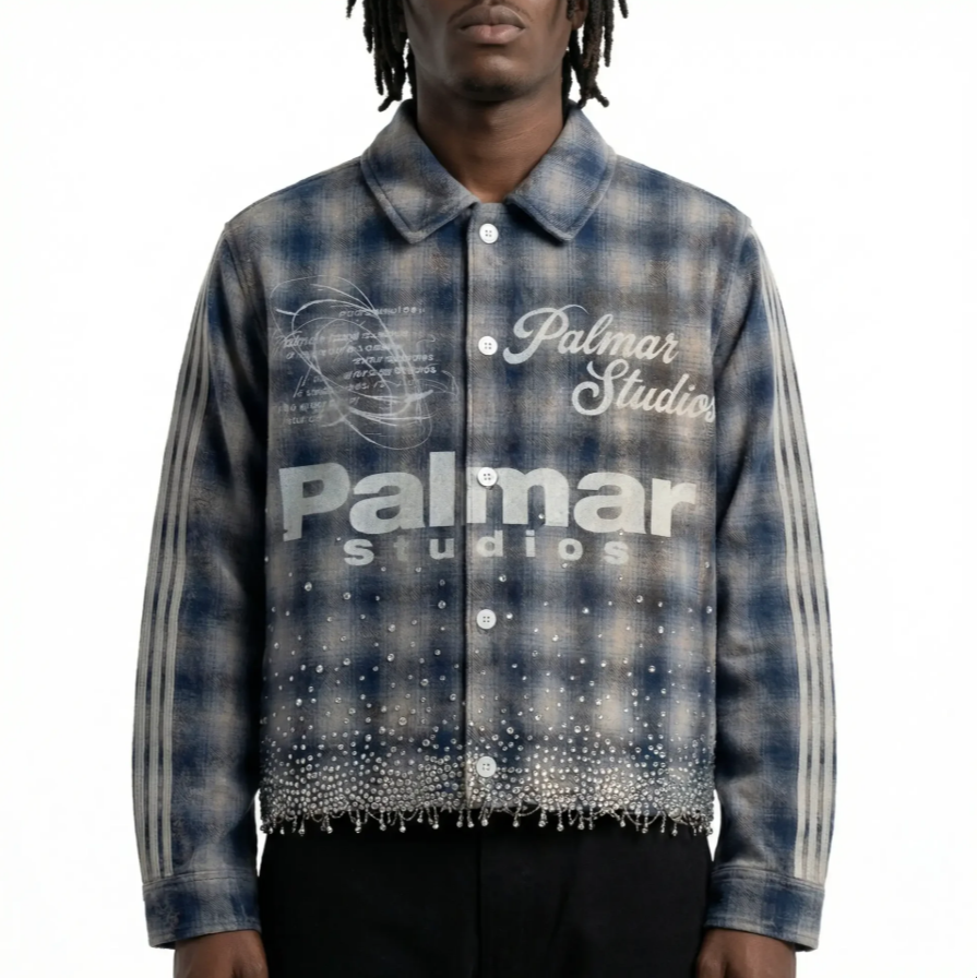 Palmar Fade Plaid - Studded Script Flannel Jacket